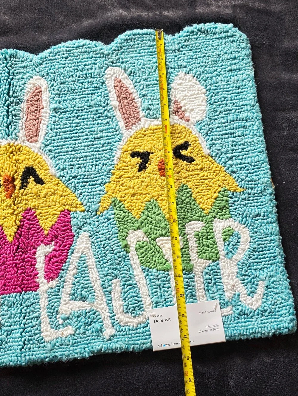 New Hoppy Easter Chicks Hook Accent Rug, 18x30, Home decor, blue, pink, yellow